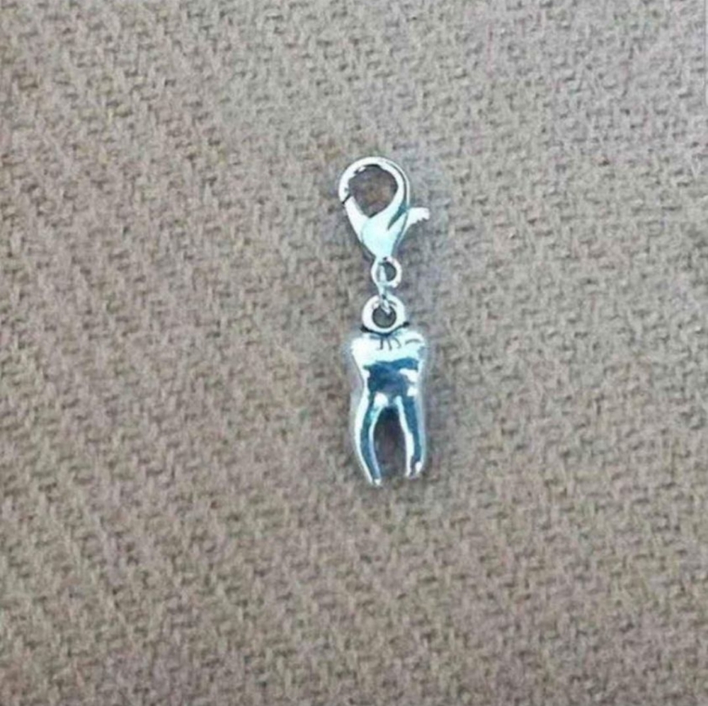 Tooth clip on charms silver bracelet planner zipper dreadlocks beads